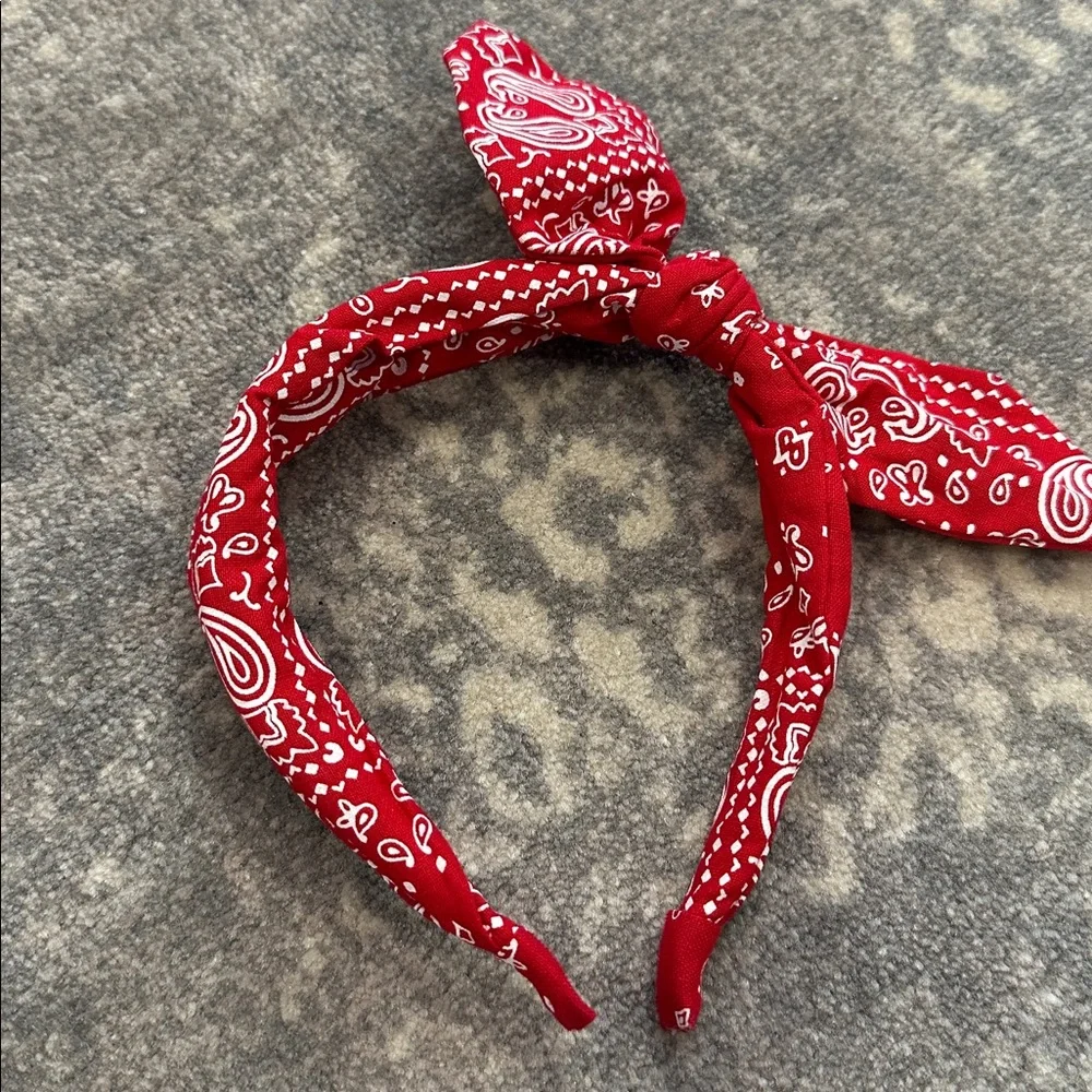 KIDS Red Paisley Bandana Headband